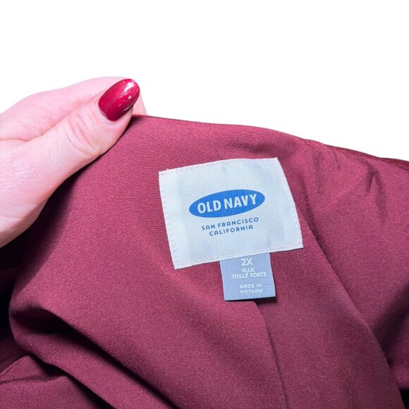 Old Navy Soft Brushed Peacoat Red Burgundy 2X Plus Double Breasted Coat - Picture 6 of 6